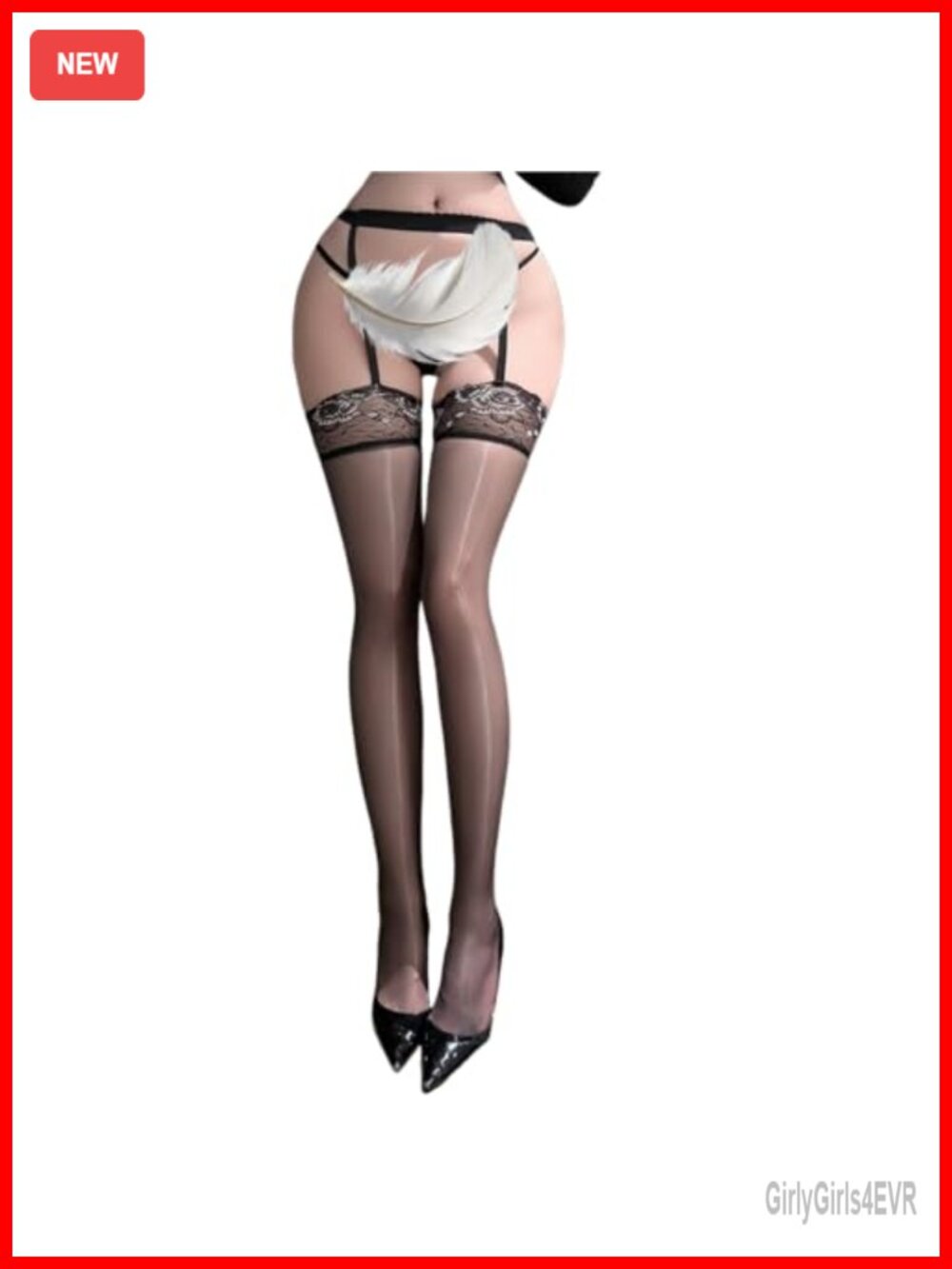 Sheer Control Top Pantyhose Garter Belt Lace Thigh High Tights